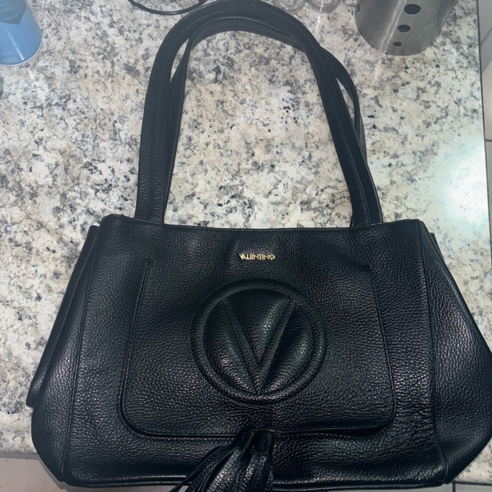 Valentino by Mario Valentino Estelle Rock Leather Tote - Black - Large